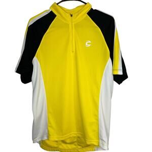 Cannondale Cycling Jersey Mens Large Yellow Black 1/4 Zip Short Sleeve Shirt EUC